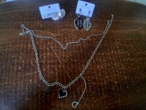 COMBO layered necklace & earing & 3 studs