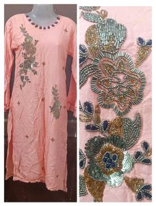 Embellished Peach Kurta