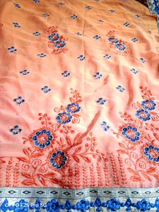 Peach Floral Saree