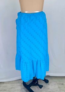 Bright Blue Eyelet Ruffle Skirt