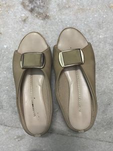 Beige Mules with Buckle Detail