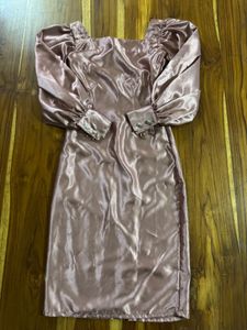 Satin Puff Sleeve Mini Dress