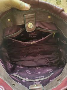 Authentic MCM Burgundy Leather Bag