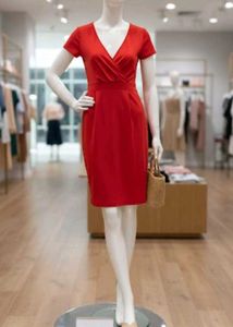 Red V-Neck Dress