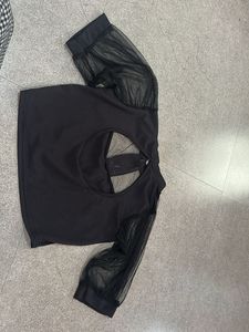 Chic Black Sheer Sleeve Top