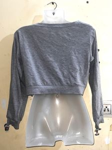 Grey Crop Top with Heart Patch