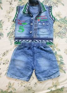 new dress not used Kids Denim Shirt & Shorts Set