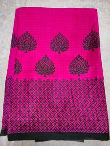 pink and yellow Saree