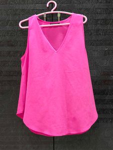 V-Neck Sleeveless Pink Top