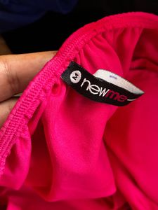 Hot Pink Strapless Ruched Mini Dress