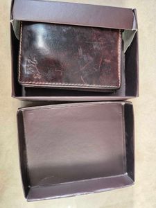 Brown Leather Wallet with Embossed Detail