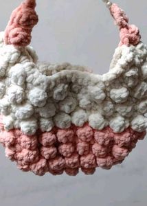 Chunky Knit Handbag with Pearl Strap