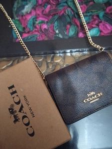 Coach Brown Signature Chain Wallet