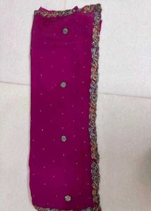 Beautiful Magenta Saree with Embellishments