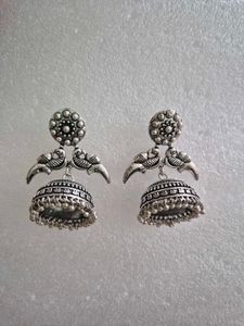 Elegant Silver Jhumka Earrings - Unused