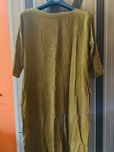 Embroidered Olive Green Kurta