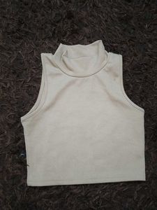 Sleeveless Mock Neck Ribbed Top