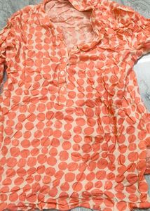 Cute Coral Polka Dot Tunic Top