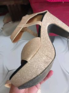 Sparkling Gold Heeled Sandals