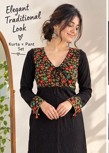 ✨🖤Elegant Black Embroidery Kutru Set ✨🖤