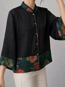 Korean Pintrest Chinese Ghinam Black Floral Print