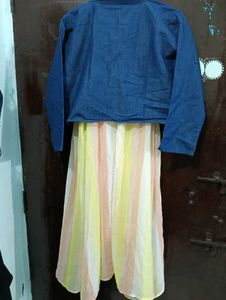Stylish Striped Dress with Denim Jacket