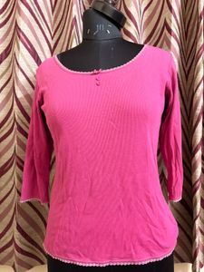 Pink Ribbed Long Sleeve Top