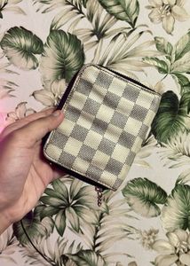 Checkered Zip Around Wallet