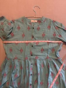 Teal Maxi Kurta with Indian Print