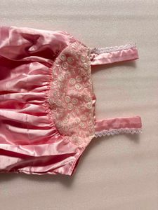 Elegant Pink Satin Nightgown Set