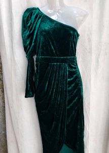 velvet dark green bodycon