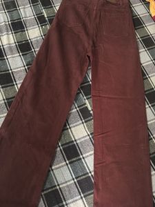 Maroon Wide Leg Jeans