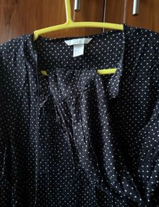 H&amp;M Black Polka Dot Top