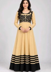 Elegant Beige Anarkali Gown