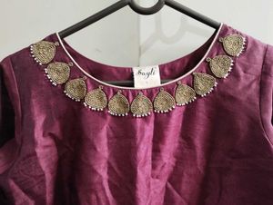 Elegant Maroon &amp; White Anarkali Suit