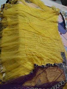 yellow and purple beautiful lehnga