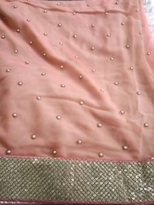 Peach Pearl Embellished Saree