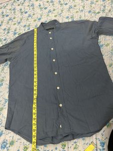 Men's Striped Band Collar Shirt