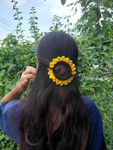 Handmade Crochet Sunflower Hair Stick