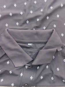 Stylish Men's Black Printed Polo Shirt