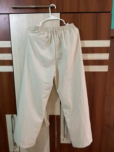 Cream Wide Leg Pants with Belt