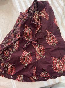 Maroon Floral Sleeveless Kurta