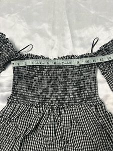 Imported Chic Gingham Off-Shoulder top with Bel