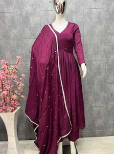 Anarkali flair gown set with pant and dupatta