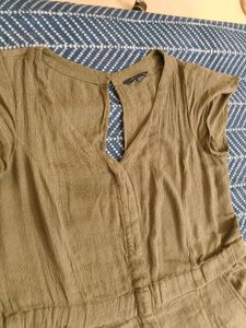 Olive Green Button-Front Dress