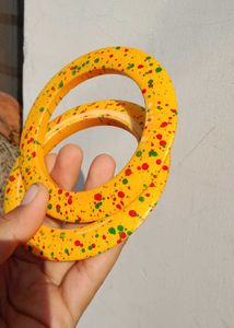 Vibrant Yellow Bangles with Splatter Design