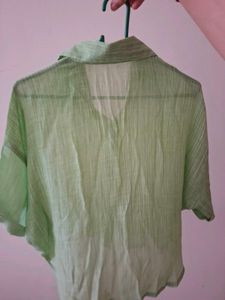 Green Printed Button-Up Shirt