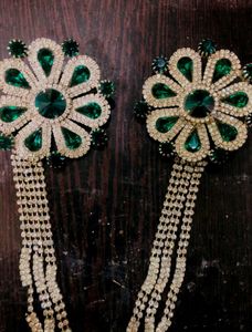 Emerald &amp; Crystal flower Hair clip