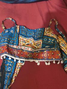 unsed Boho Print Crop Top with Shells