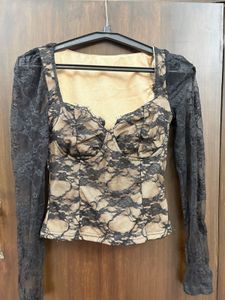 SEXY BLACK Lace Corset Top